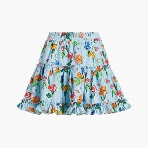Hill house light blue space floral linen skirt